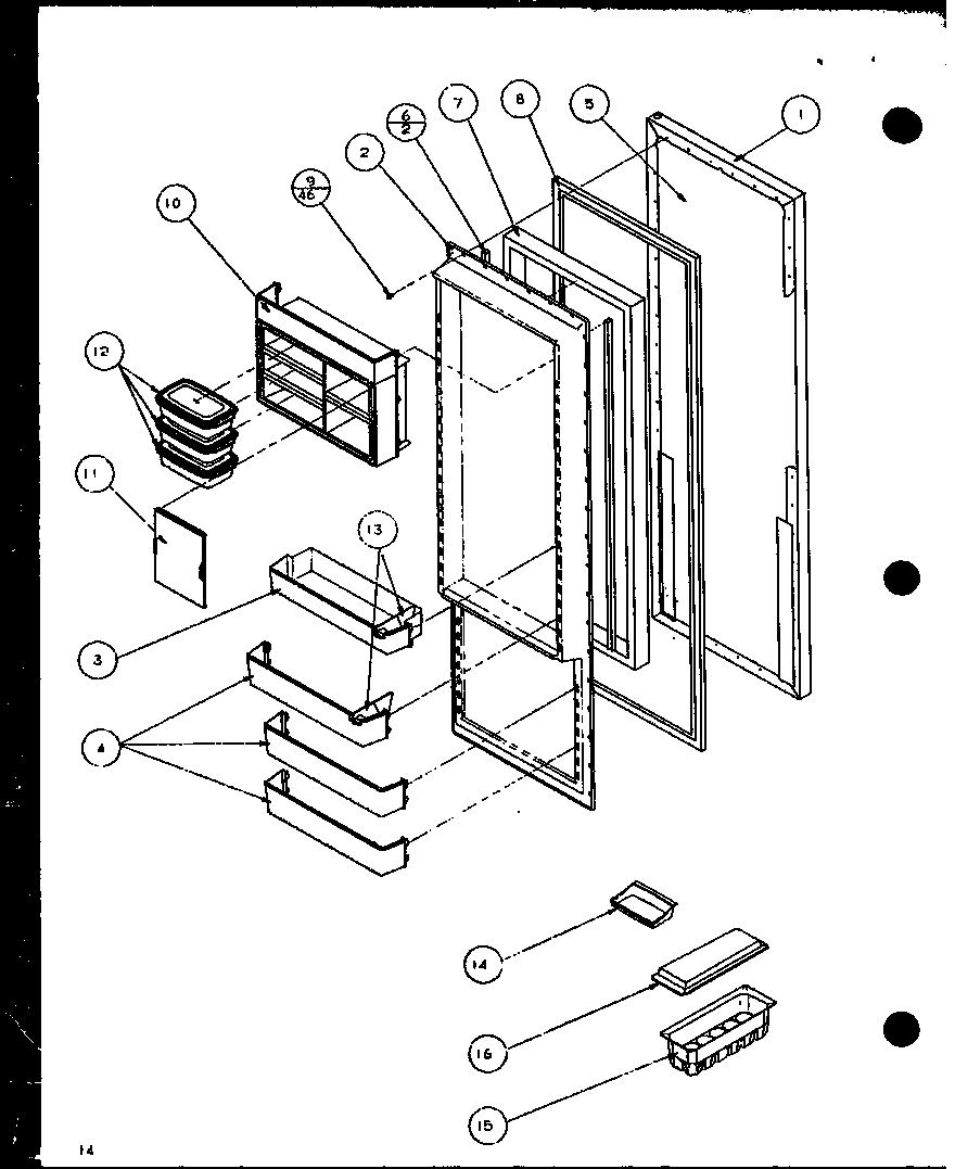 Amana SXD22J-P1116104W refrigerator door (sxd25j/p1116401w) (sxd25j/p1116402w) diagram