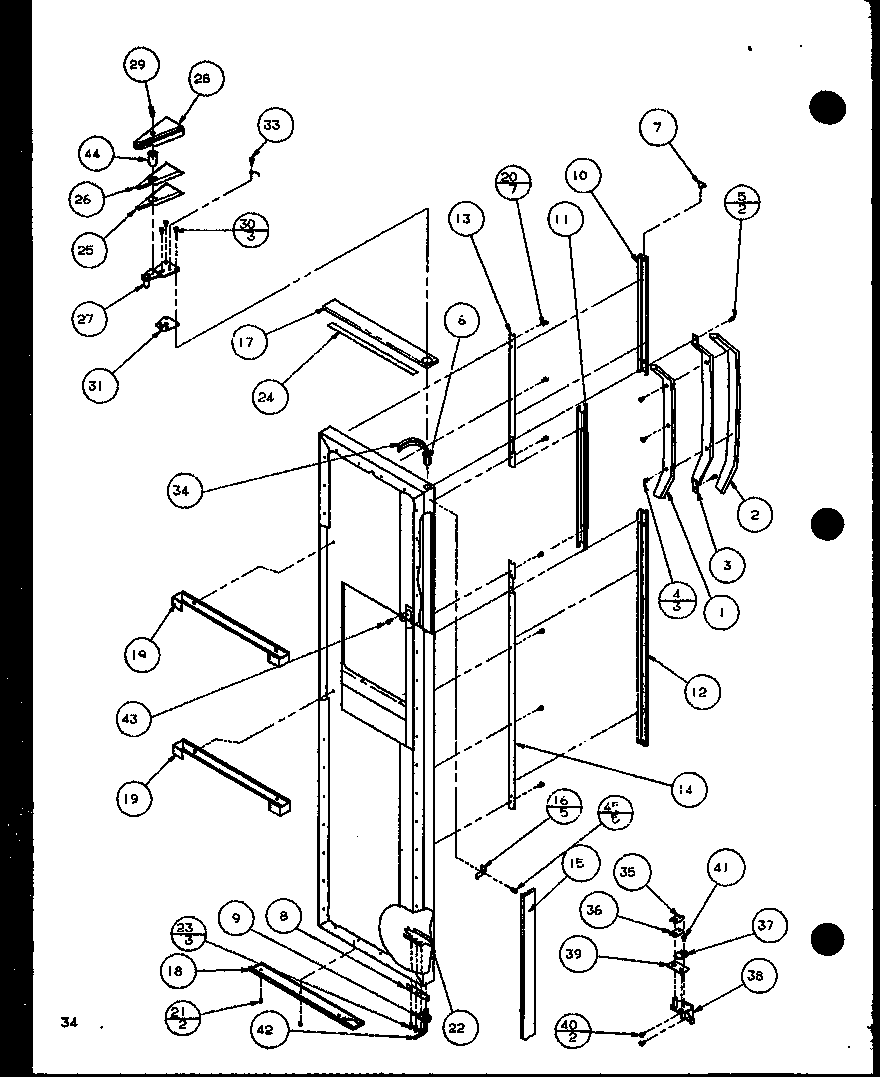 Amana SXD22J-P1116104W freezer door (sxd25jb/p1116403w) (sxd25jb/p1116404w) diagram