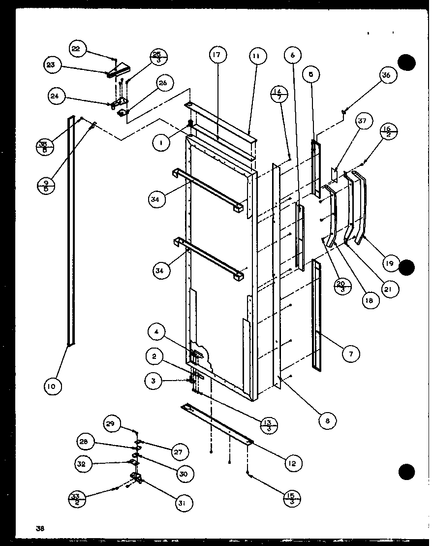 Amana SXD22J-P1116104W refrigerator door (sxd25jb/p1116403w) (sxd25jb/p1116404w) diagram