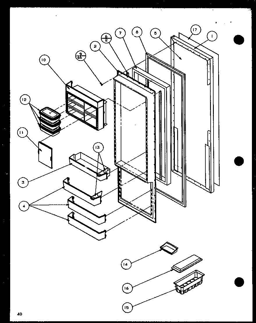 Amana SXD22J-P1116104W refrigerator door (sxd25jb/p1116403w) (sxd25jb/p1116404w) diagram