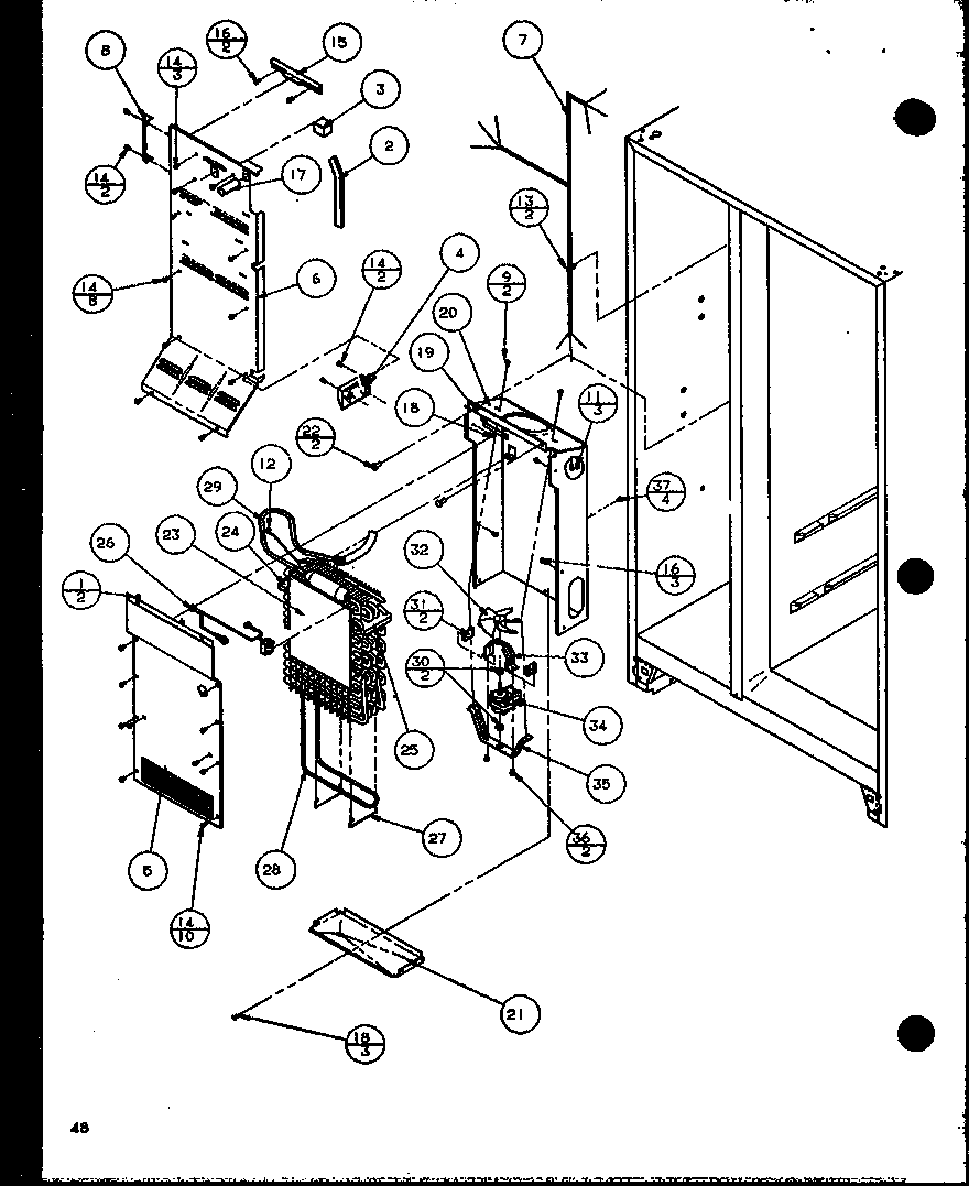 Amana SXD22J-P1116104W evaporator and air handling (sxd25jb/p1116403w) (sxd25jb/p1116404w) diagram
