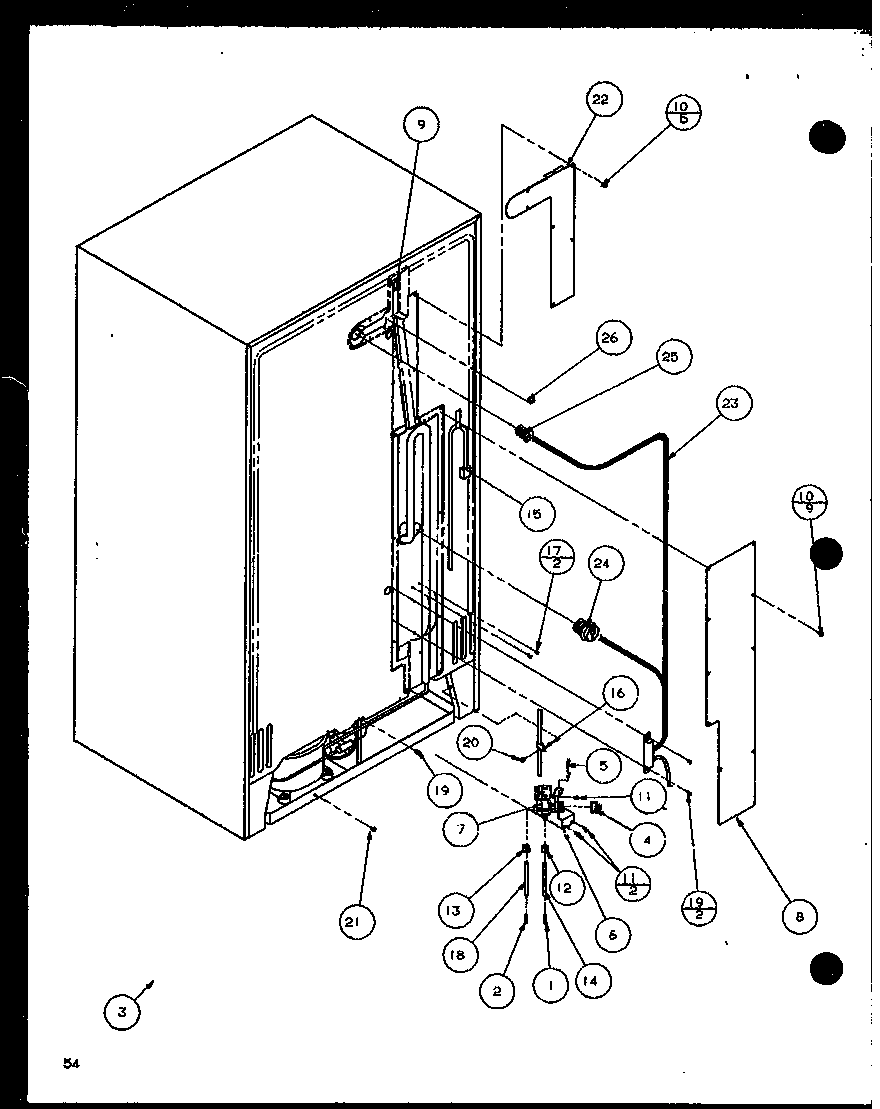 Amana SXD22J-P1116104W cabinet back (sxd25jb/p1116403w) (sxd25jb/p1116404w) diagram
