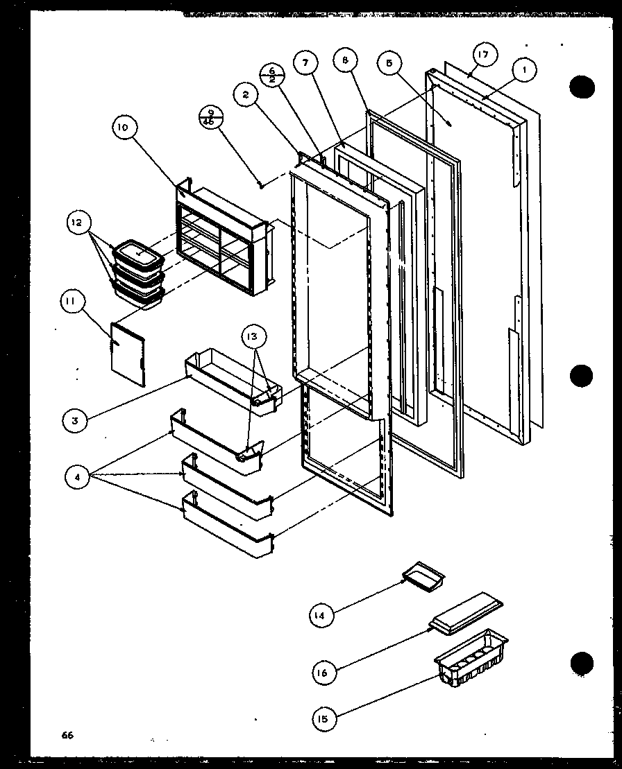 Amana SXD22J-P1116104W refrigerator door (sxd25jp/p1116405w) (sxd25jp/p1116406w) diagram