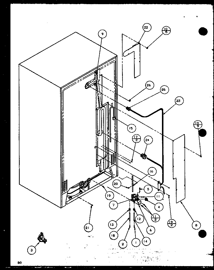 Amana SXD22J-P1116104W cabinet back (sxd25jp/p1116405w) (sxd25jp/p1116406w) diagram