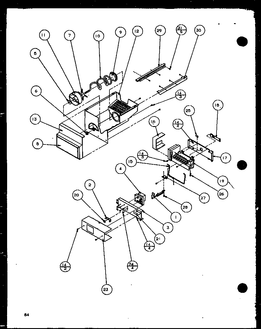 Amana SXD22J-P1116104W ice bucket and ice maker (sxd25jp/p1116405w) (sxd25jp/p1116406w) diagram