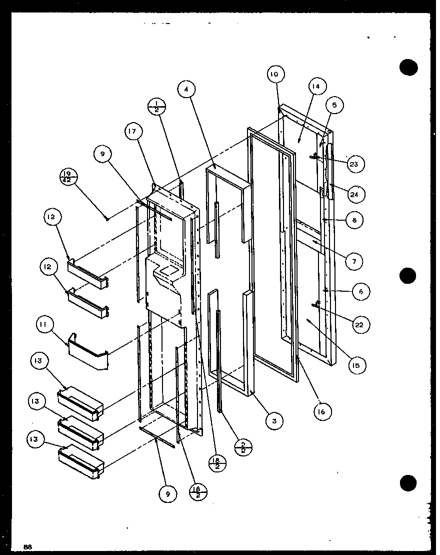 Amana SXD22J-P1116104W freezer door (sxd22j/p1116103w) (sxd22j/p1116104w) diagram