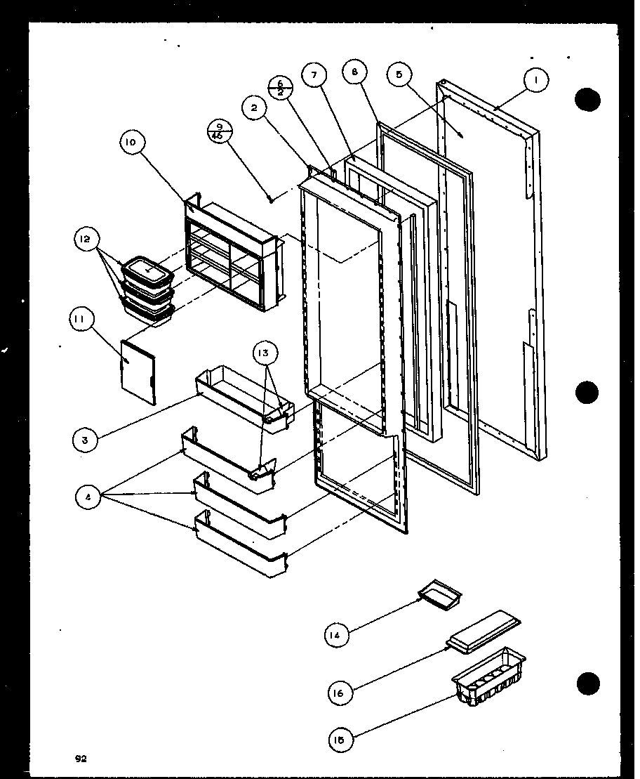 Amana SXD22J-P1116104W refrigerator  door (sxd22j/p1116103w) (sxd22j/p1116104w) diagram