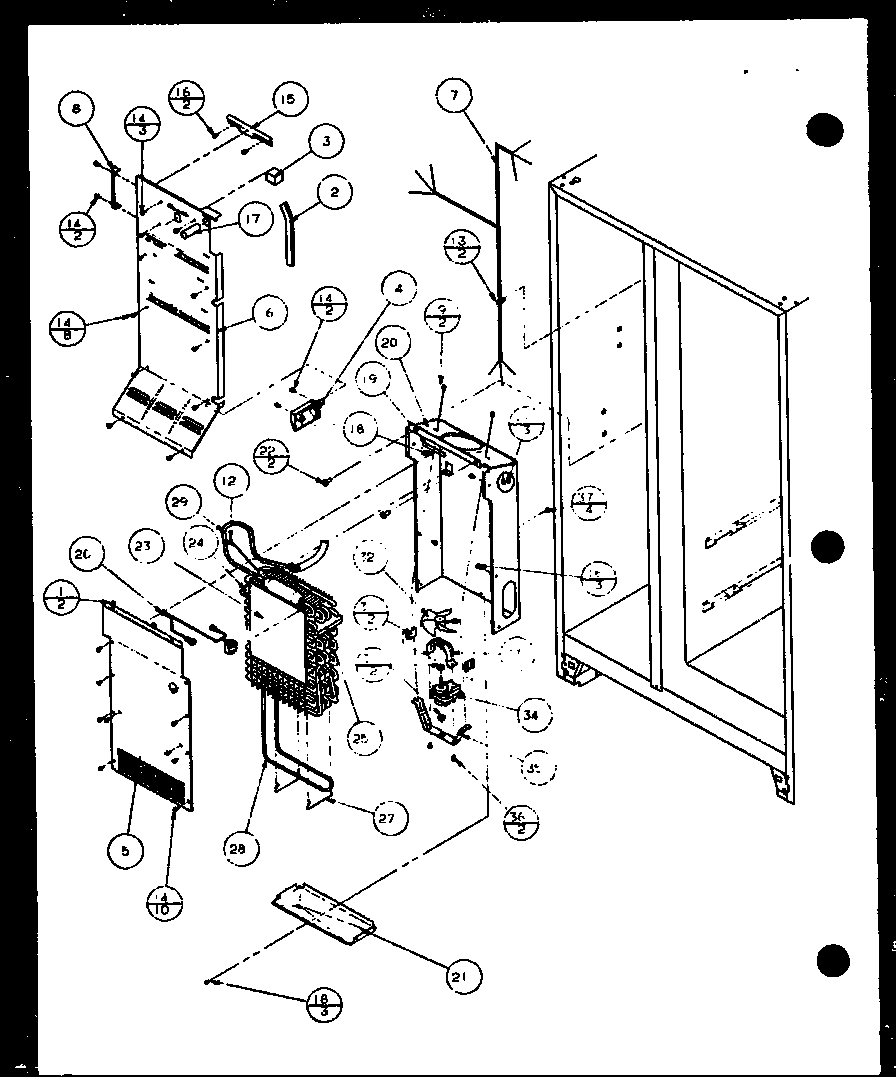 Amana SXD22J-P1116104W evaporator air handling (sxd22j/p1116103w) (sxd22j/p1116104w) diagram