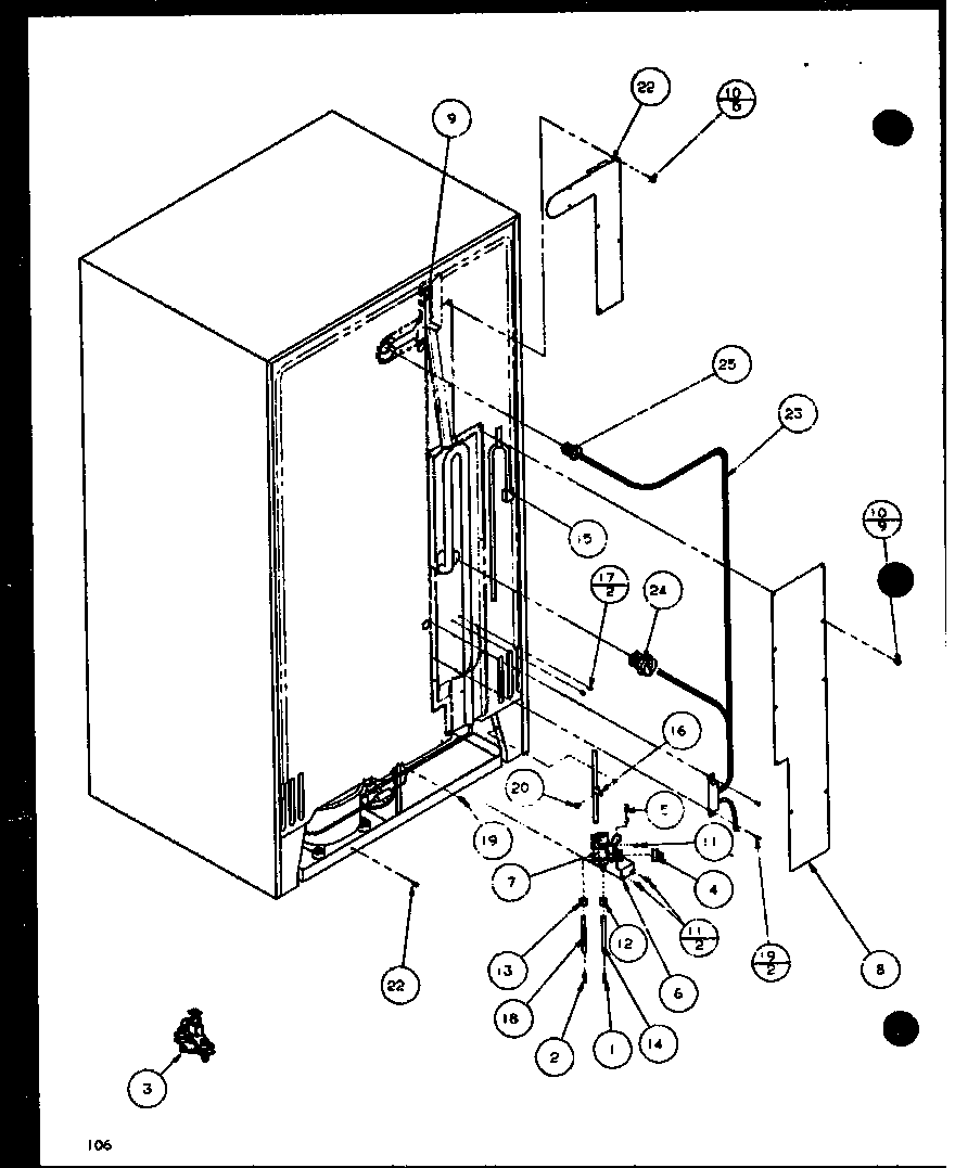 Amana SXD22J-P1116104W cabinet back (sxd22j/p1116103w) (sxd22j/p1116104w) diagram