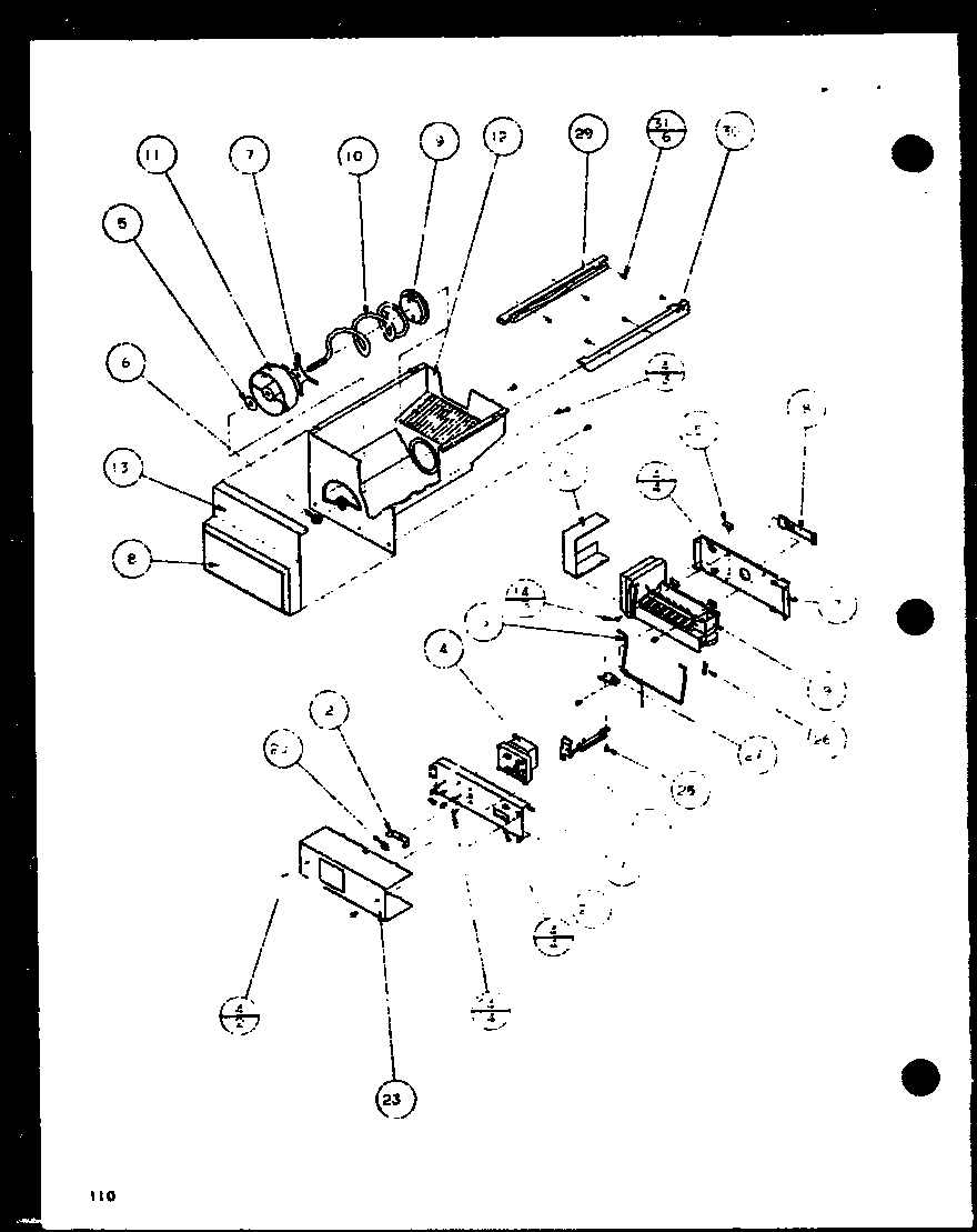 Amana SXD22J-P1116104W ice bucket and ice maker (sxd22j/p1116103w) (sxd22j/p1116104w) diagram
