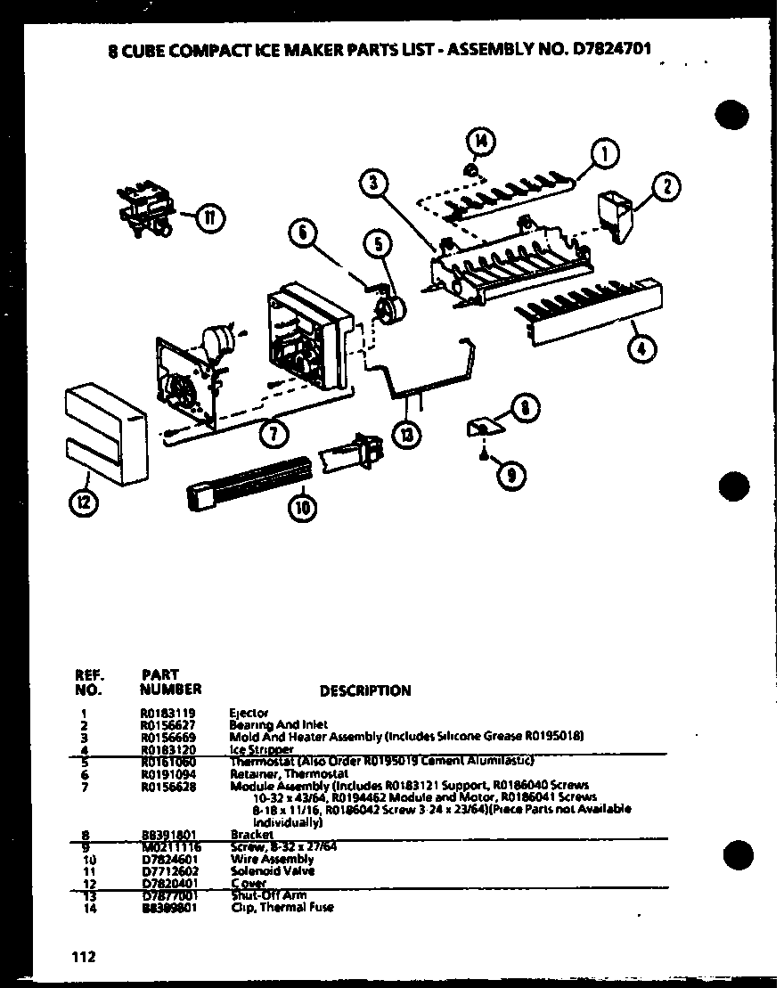 Amana SXD22J-P1116104W 8 cube compace ice maker (sxd22j/p1116103w) (sxd22j/p1116104w) diagram