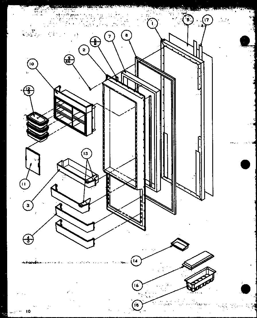 Amana 36508L-P1121708WL refrigerator door diagram