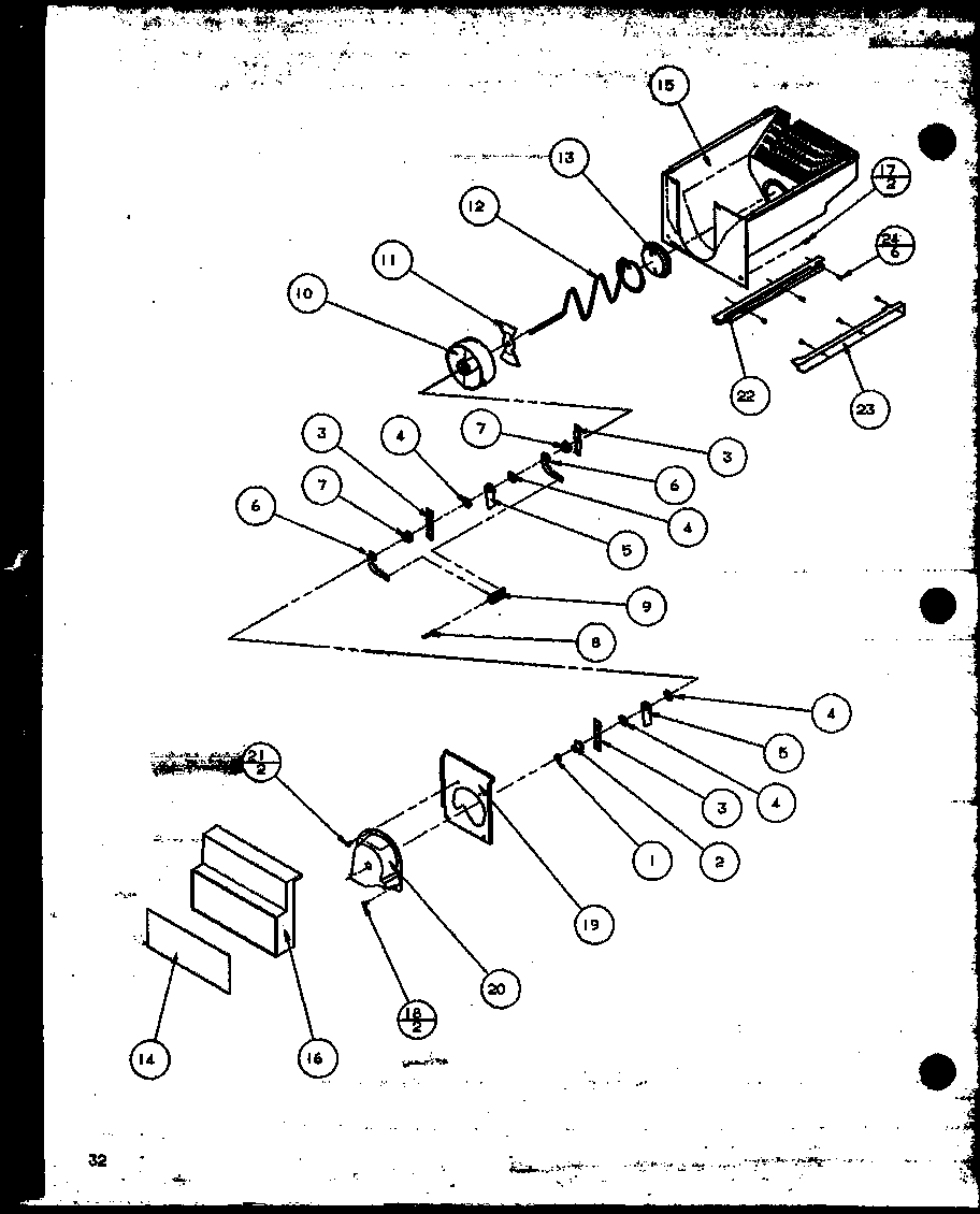 Amana 36508L-P1121708WL crushed ice bucket diagram