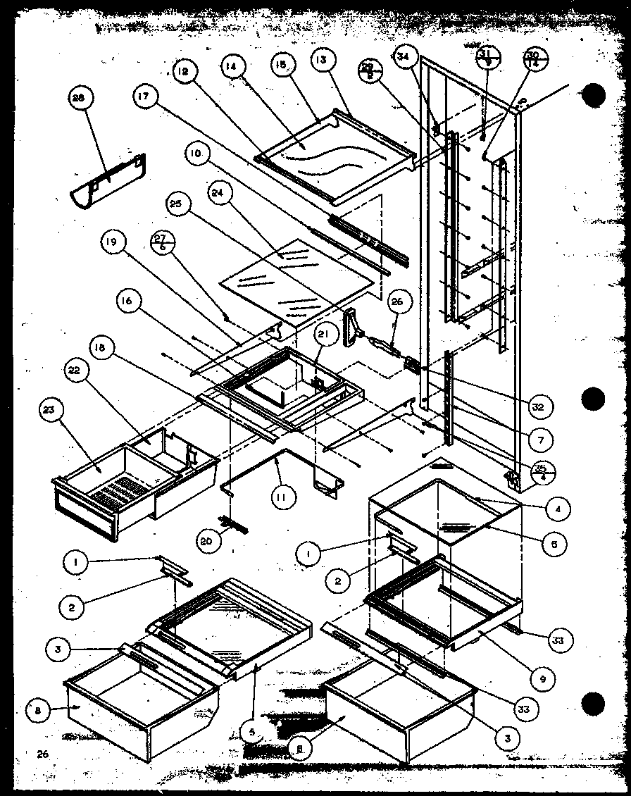 Amana SZDE25ML-P1121201WL refrigerator shelving and drawers (szde25mw/p1121201ww) (szde25ml/p1121201wl) (szde25mbw/p1121202ww) (szde25mbl/p1121202wl) (szde25mpw/p1121203ww) (szde25mpl/p1121203wl) (szde25mpe/p1121203we) (szde27mw/p1124401ww) (szde27ml/p1124401wl) (szde27mbw/p112440 diagram