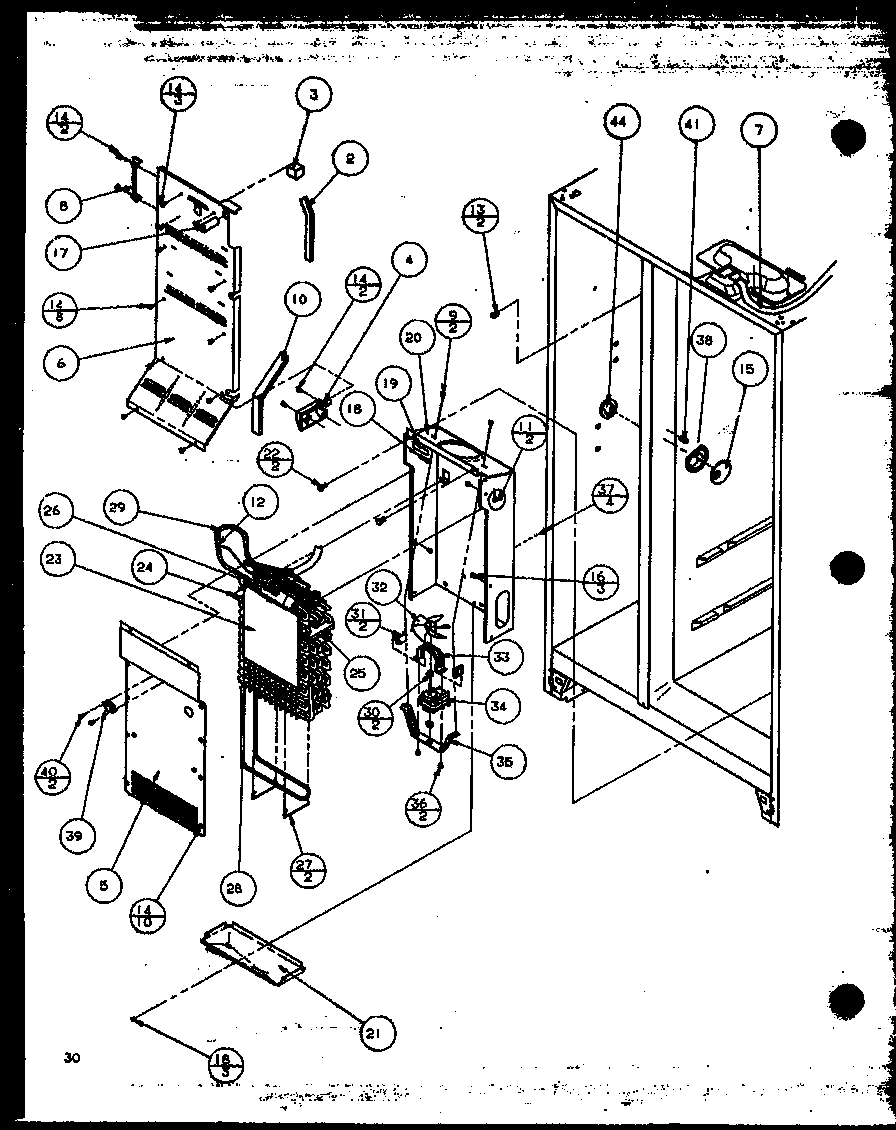 Amana SZDE25ML-P1121201WL evaporator and air handling diagram