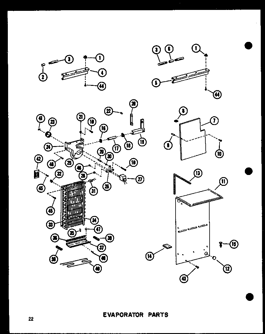 Amana SDI22B-P73320-44W evaporator parts diagram