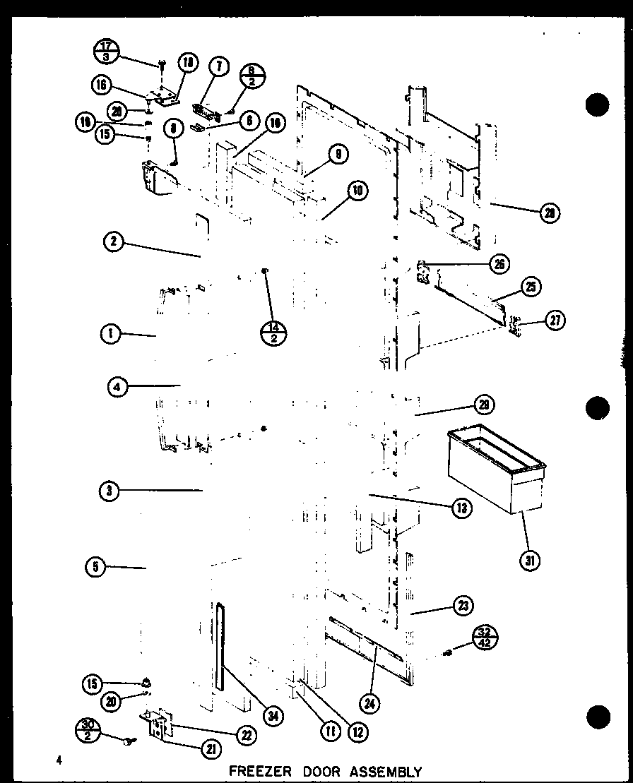 Amana SR22F1-G-P77000-1WG freezer door assembly diagram