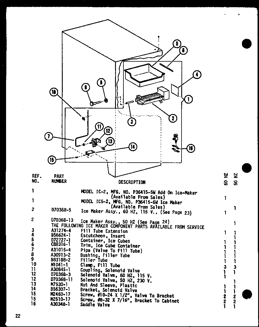 Amana SR22F1-G-P77000-1WG icemaker diagram