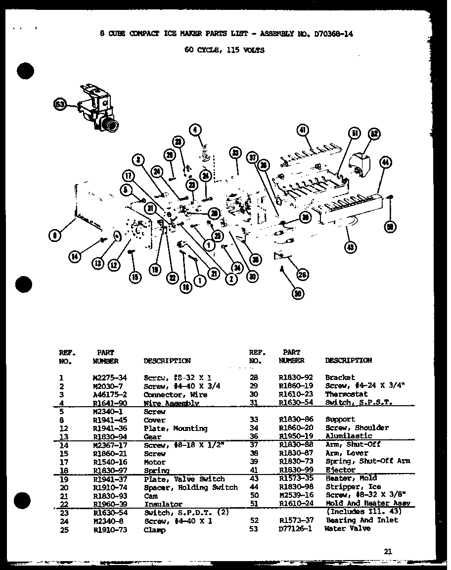 Amana SLI22F1-L-P7700009WL 8 cube compact ice maker (sli22f1-l/p7700013wl) (sli22f1/p7700013w) (ic-2/p36415-8w) diagram