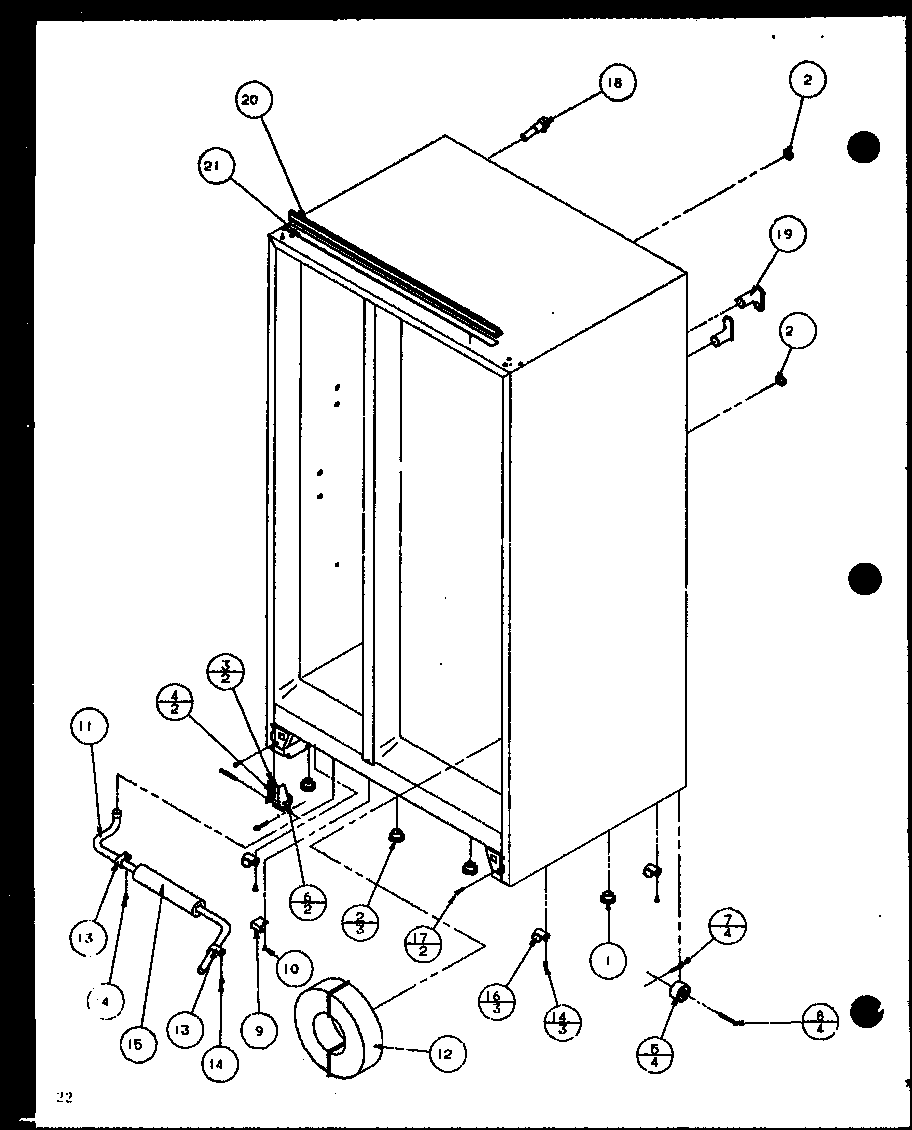 Amana SXPD20H-P7836029W drain and rollers diagram