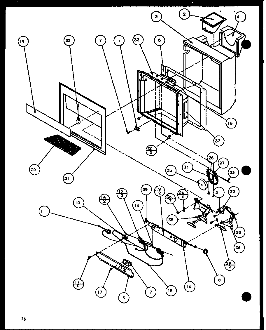 Amana SXPD20H-P7836029W ice and water cavity diagram