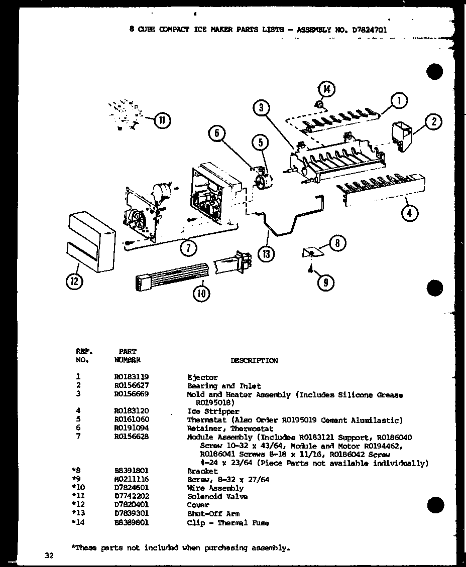 Amana SXPD20H-P7836029W 8 cube compact ice maker diagram
