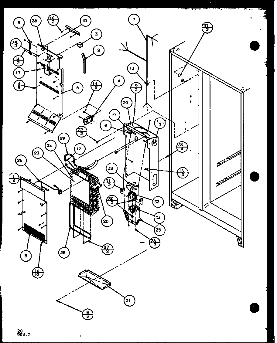 Amana SL22JB-P1104031W freezer evaporator and air handling (sl22jb/p7870132w) (sl22jb/p1104031w) diagram