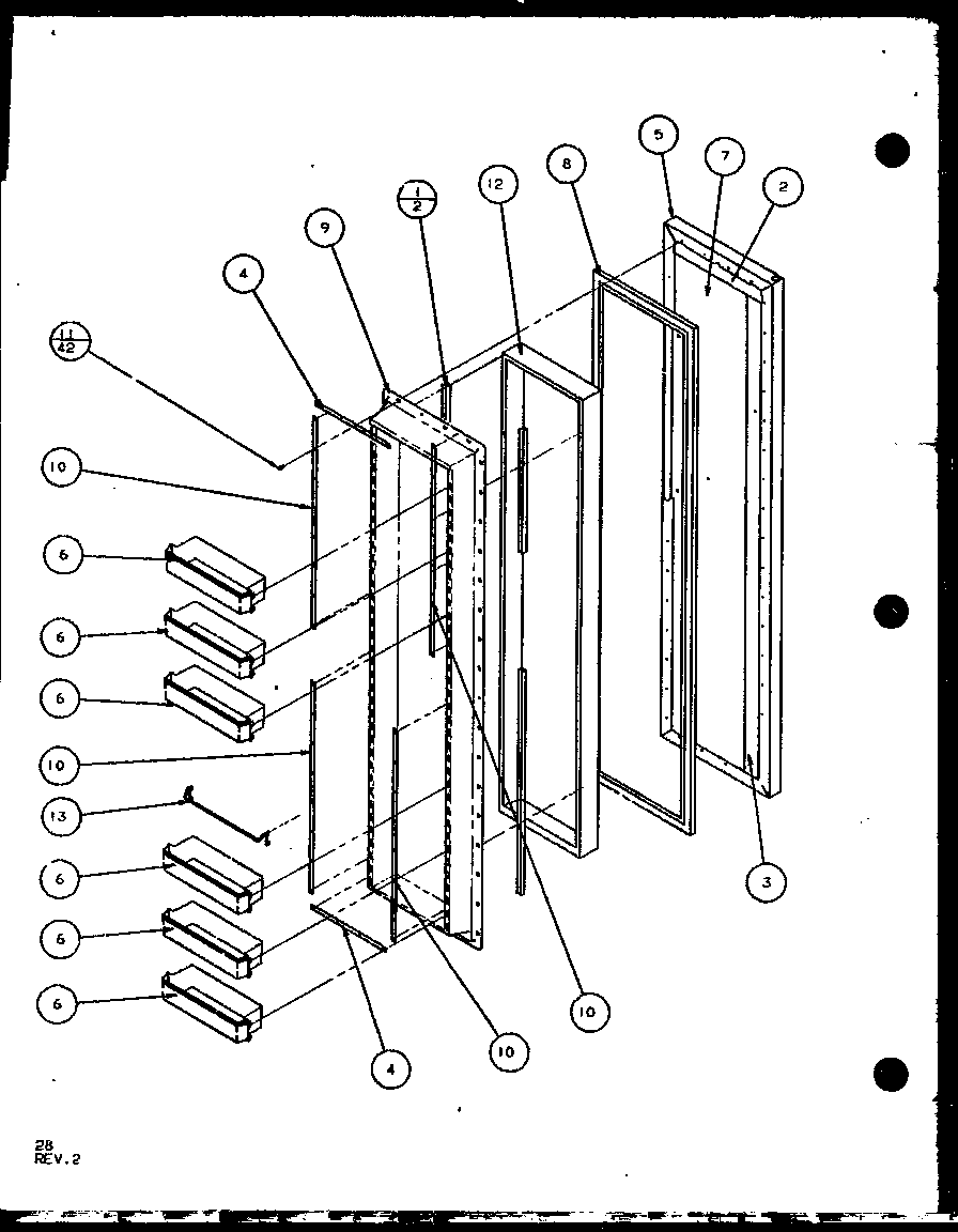Amana SL22JB-P1104031W freezer door (sl25j/p7870109w) (sl25j/p1104026w) diagram