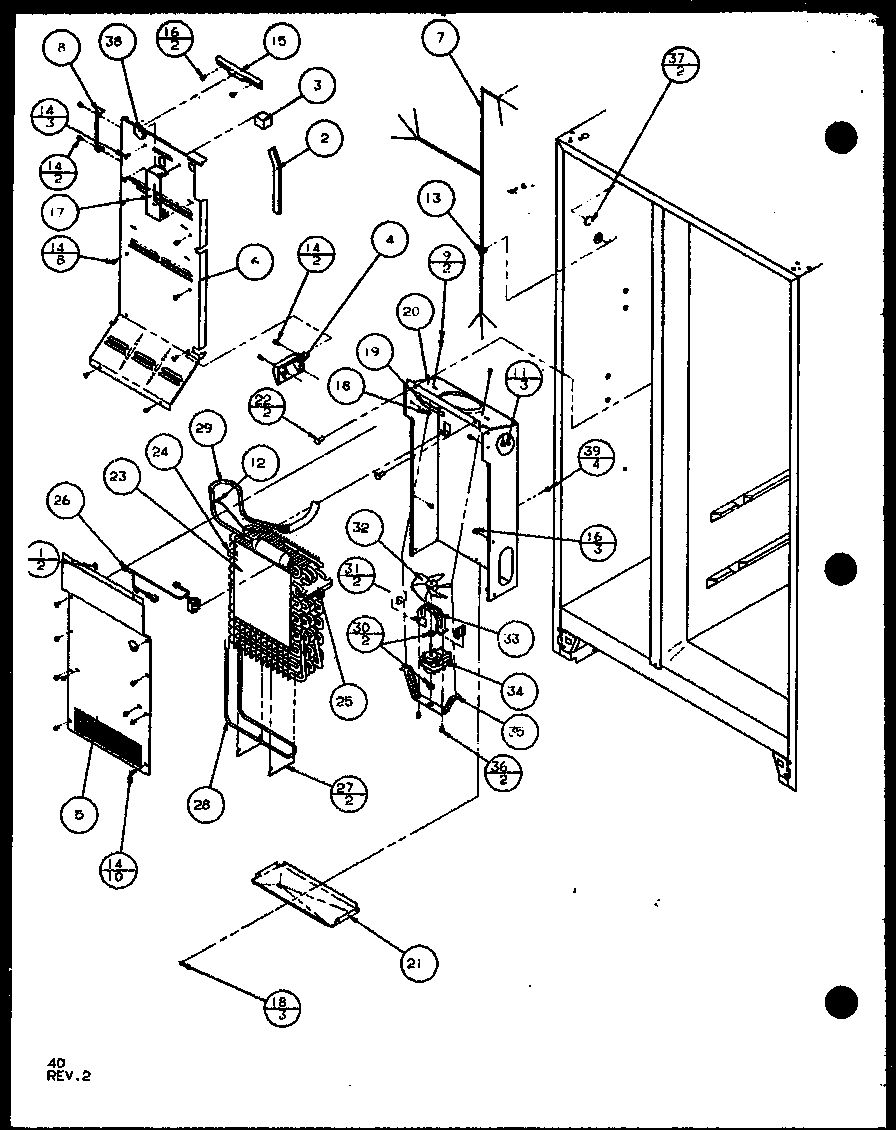 Amana SL22JB-P1104031W freezer evaporator and air handling (sl25j/p7870109w) (sl25j/p1104026w) diagram