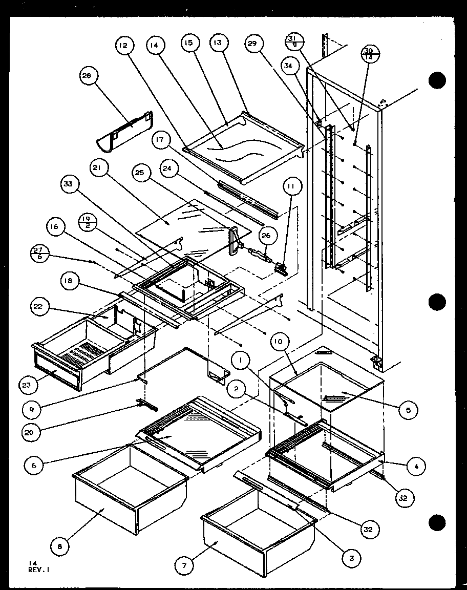 Amana SC25J-P7870113W refrigerator shelving and drawers (sc25j/p7870113w) (sc25jp/7870114w) (sc25j/p1104027w) (sc25jp/p1104028w) diagram