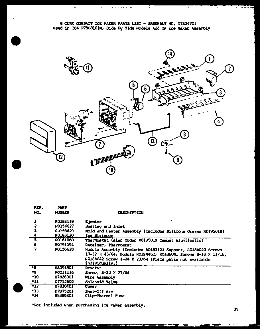 Amana SC25J-P7870113W 8 cube compact ice maker (ic4/p7808101w) diagram