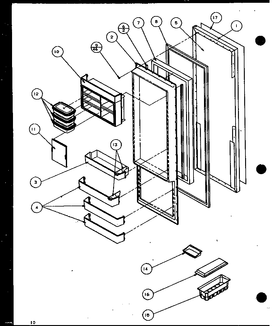 Amana SXD25JB-P7870107W refrigerator door (sxd25j/p7870106w) (sxd25jb/p7870107w) (sxd25jp/p7870108w) (sxd22j/p7870119w) diagram