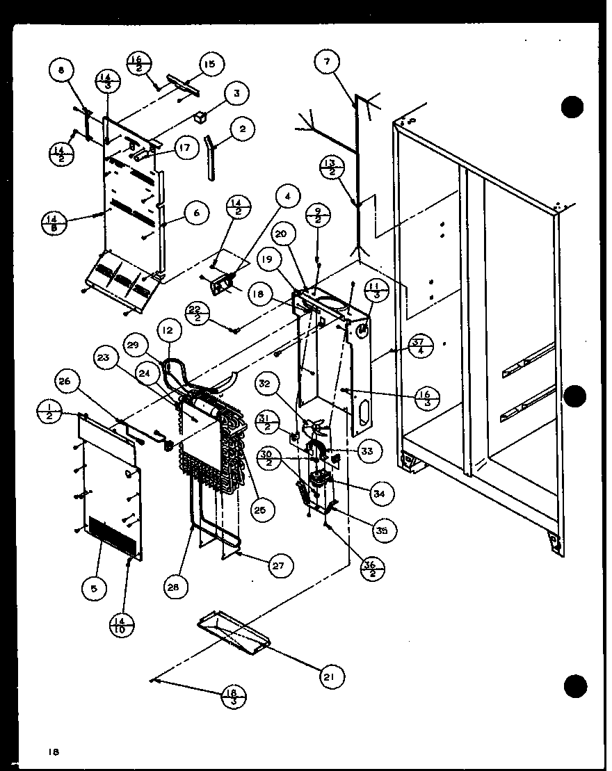 Amana SXD25JB-P7870107W evaporator and air handling (sxd25j/p7870106w) (sxd25jb/p7870107w) (sxd25jp/p7870108w) (sxd22j/p7870119w) diagram