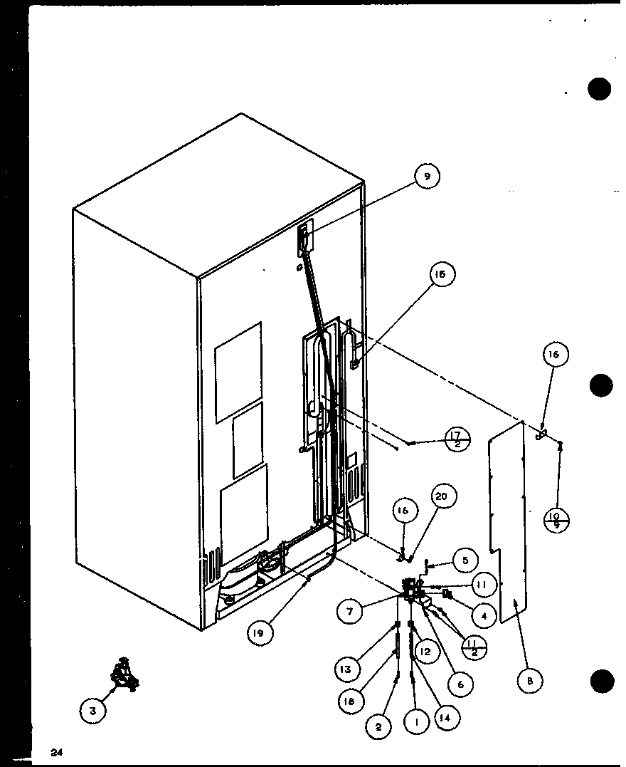 Amana SXD25JB-P7870107W cabinet back (sxd25j/p7870106w) (sxd25jb/p7870107w) (sxd25jp/p7870108w) (sxd22j/p7870119w) diagram