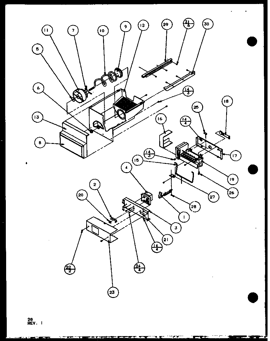 Amana SXD25JB-P7870107W ice bucket and ice maker (sxd25j/p7870106w) (sxd25jb/p7870107w) (sxd25jp/p7870108w) (sxd22j/p7870119w) diagram