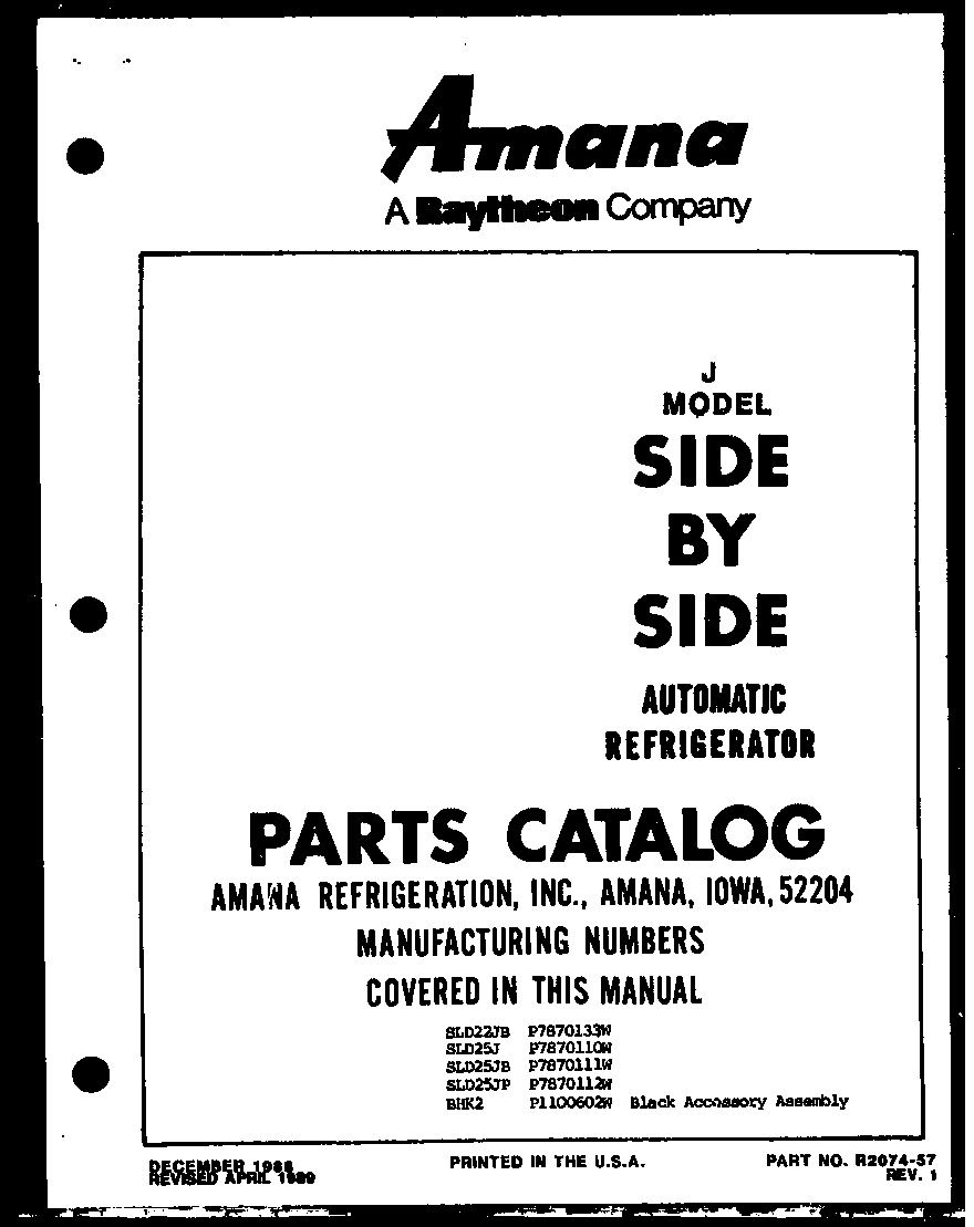 Amana SLD22JB-P7870133W (bhk2/p1100602w) diagram