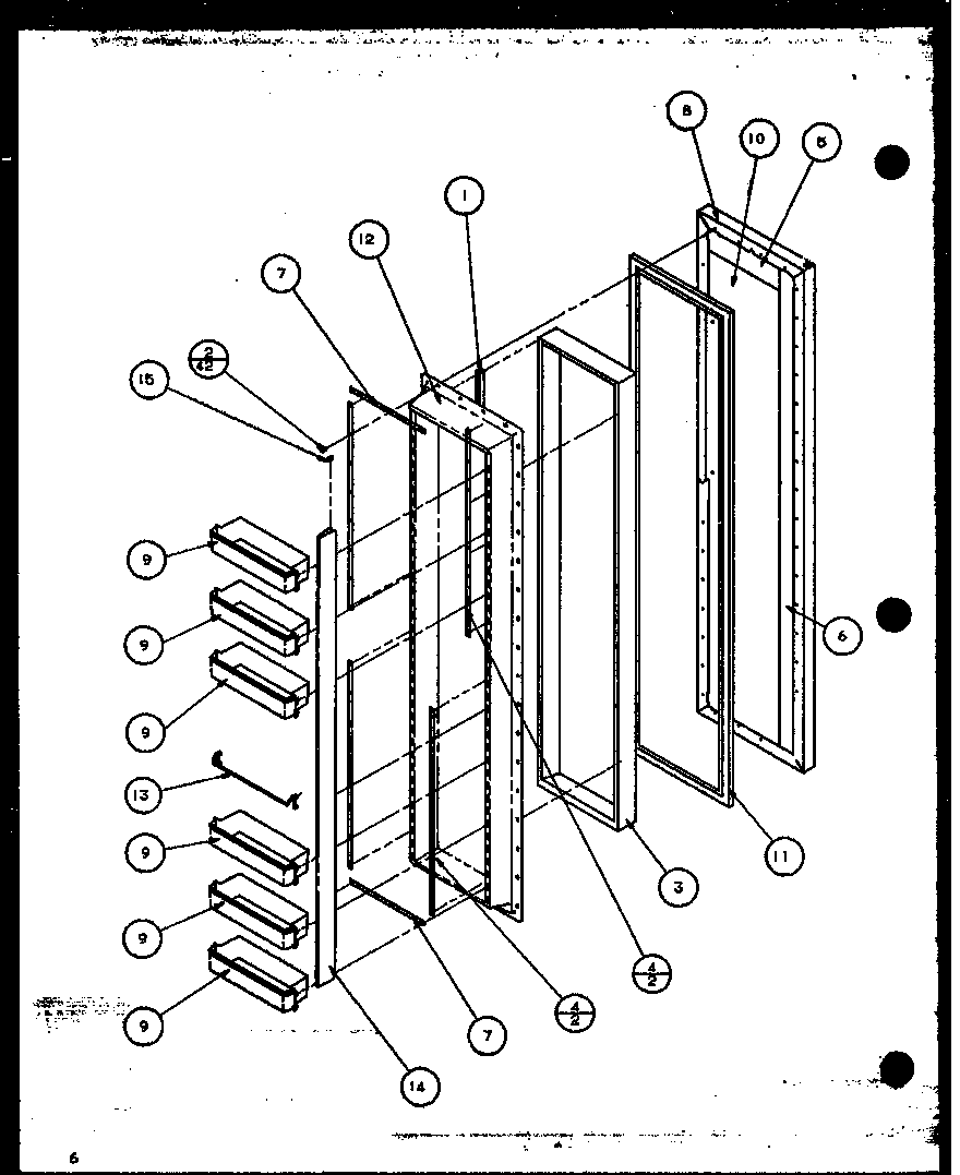 Amana 36078-P1108706W freezer door diagram