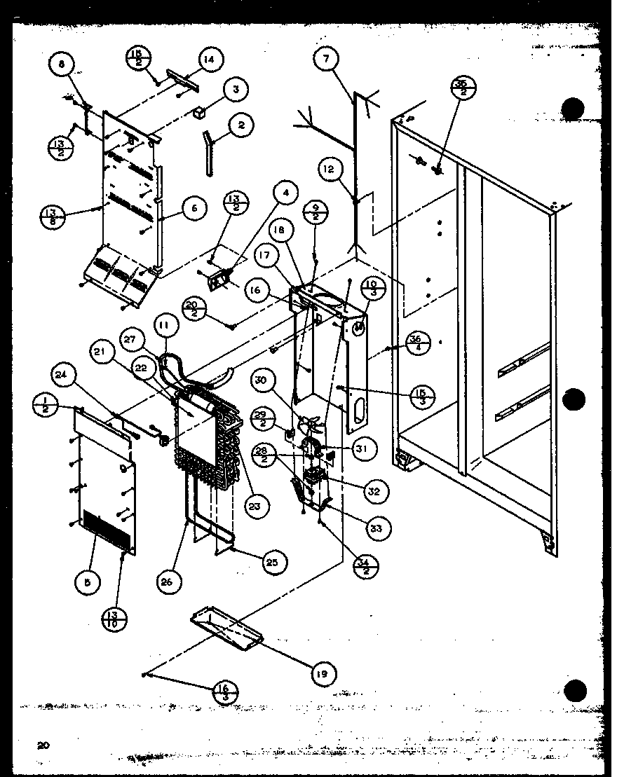 Amana 36078-P1108706W evaporator and air handling diagram