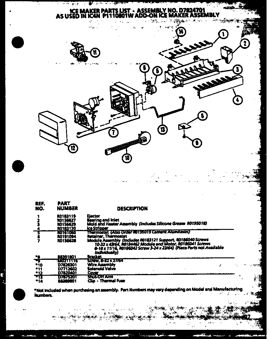 Amana 36558-P1115403W ice-maker (ic4n/p1110801w) diagram