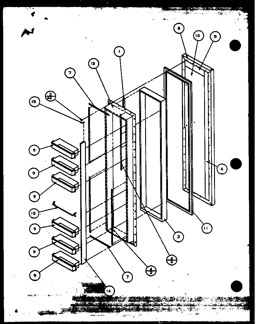 Amana 36071-P1115801W freezer door diagram