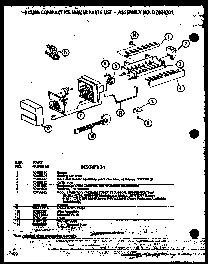 Amana 36071-P1115801W 8 cube compact ice maker diagram
