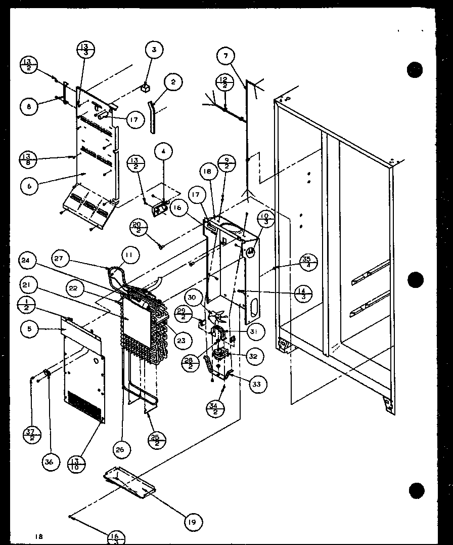 Amana 36591-P1108403W evaporator and air handling diagram