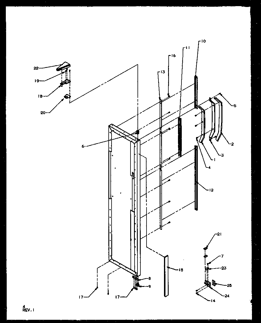 Amana SZ25NE-P1162702WE freezer door hinge and trim parts diagram