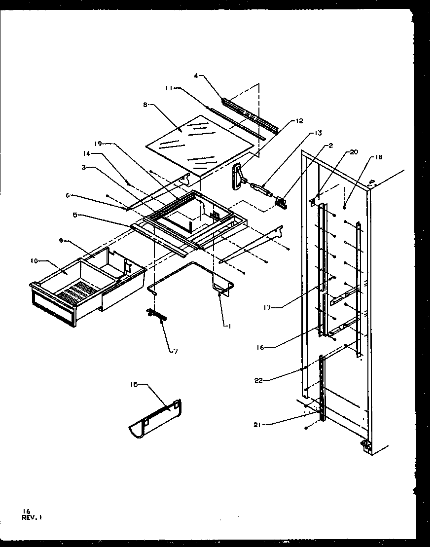 Amana SZ25NE-P1162702WE refrigerator shelving and drawers diagram