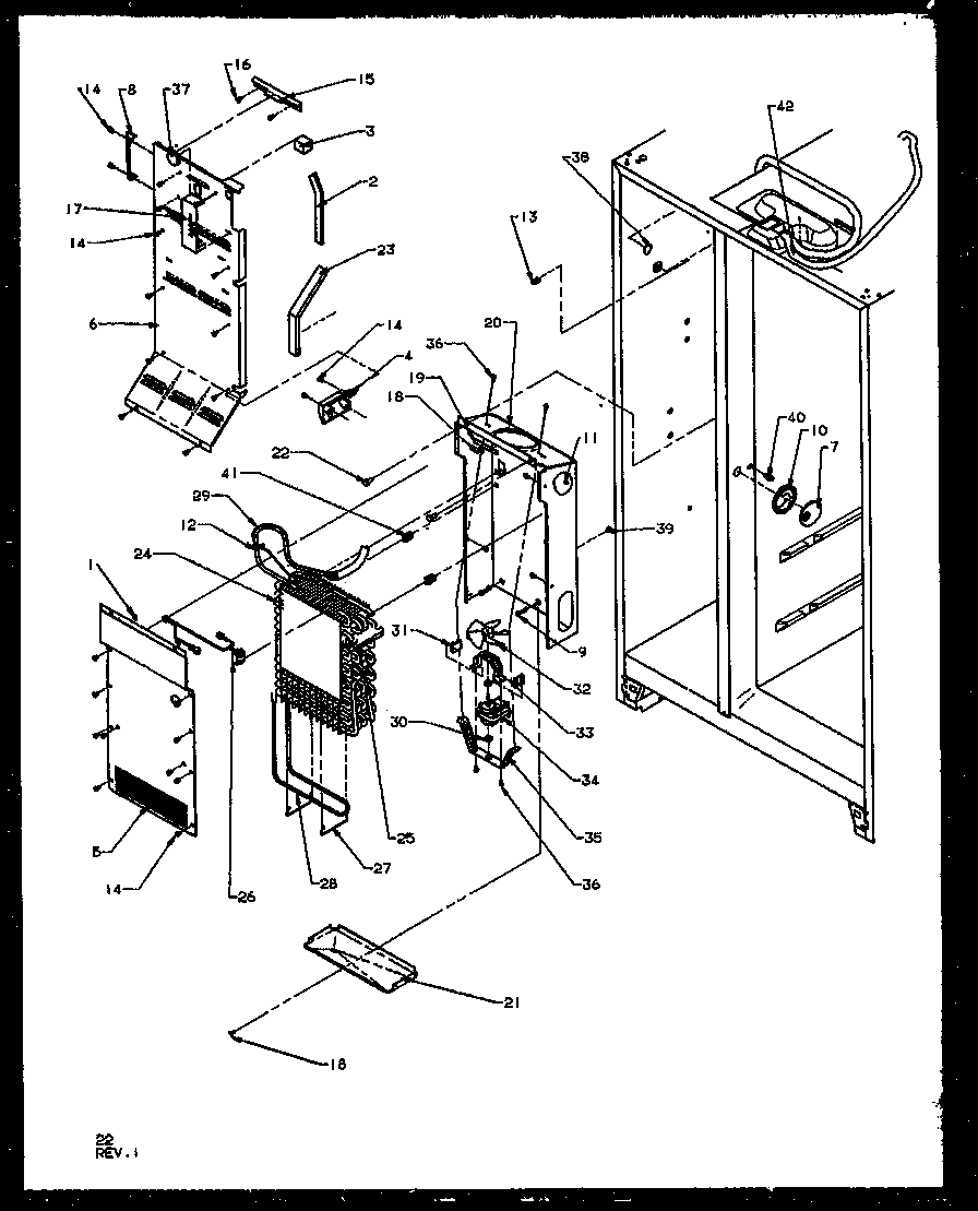 Amana SZ25NE-P1162702WE freezer evaporator and air handling diagram