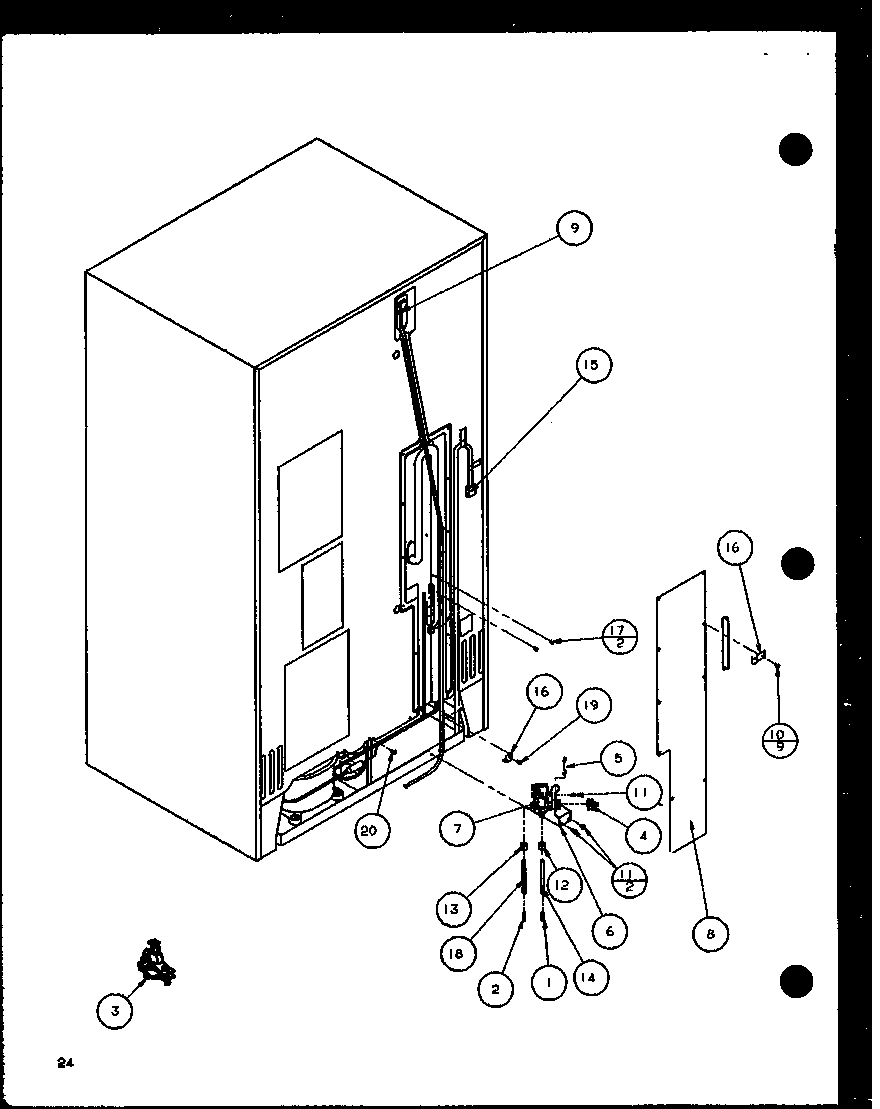 Amana 36081-P1108701W cabinet back (36081/p1108701w) (36091/p1108703w) (36098/p1108704w) (36088/p11108702w) diagram