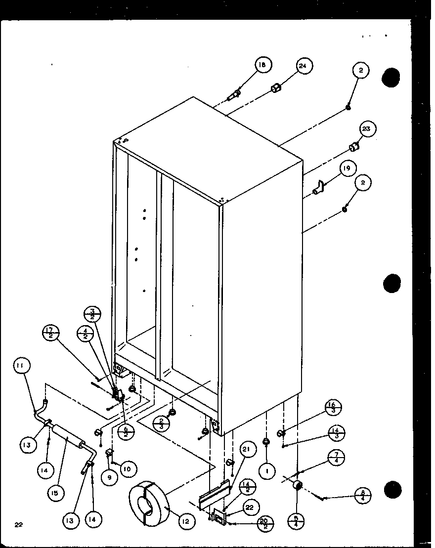 Amana 36591-P1115603W drain and rollers diagram
