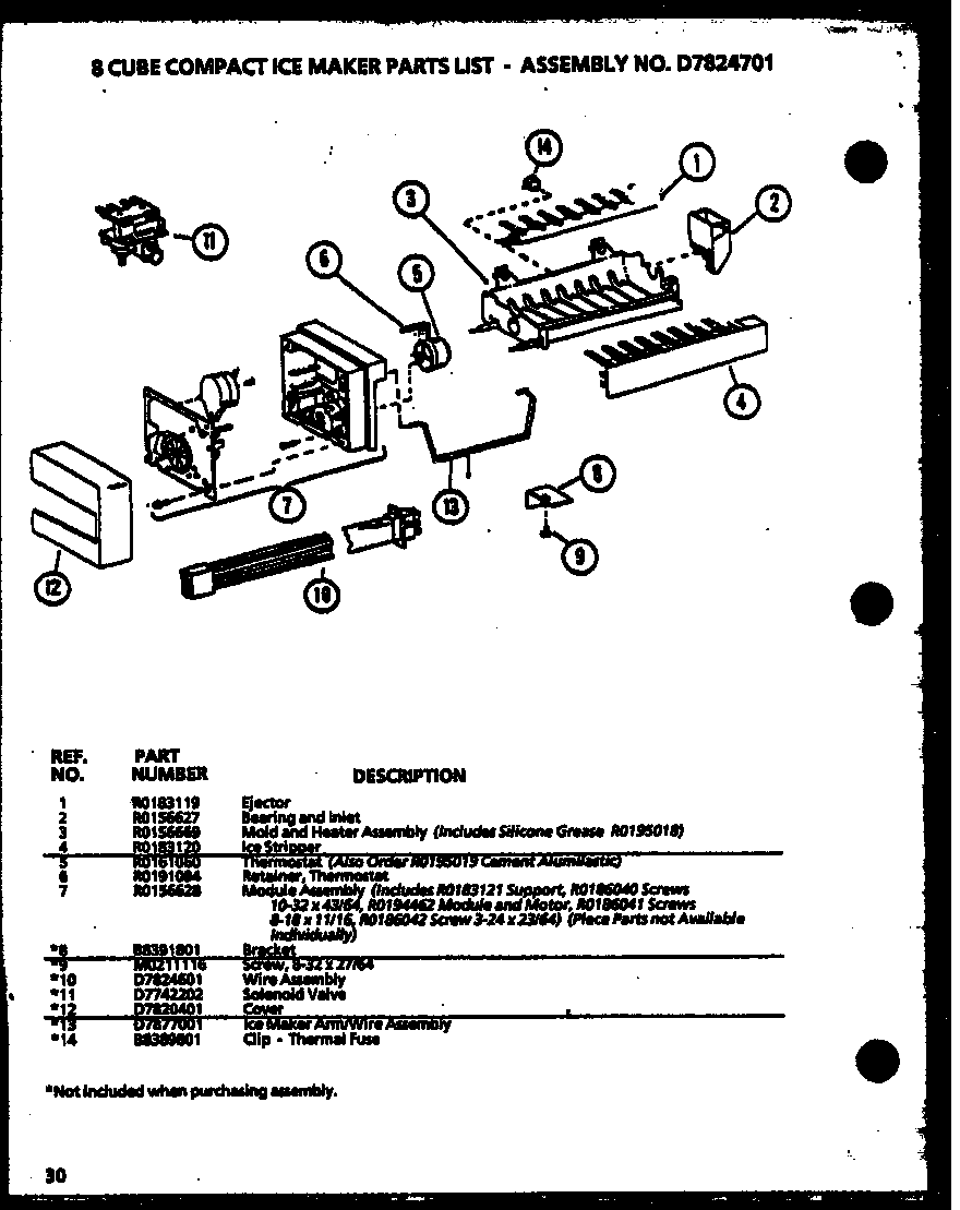 Amana 36098-P1115904W 8 cube compact ice maker diagram