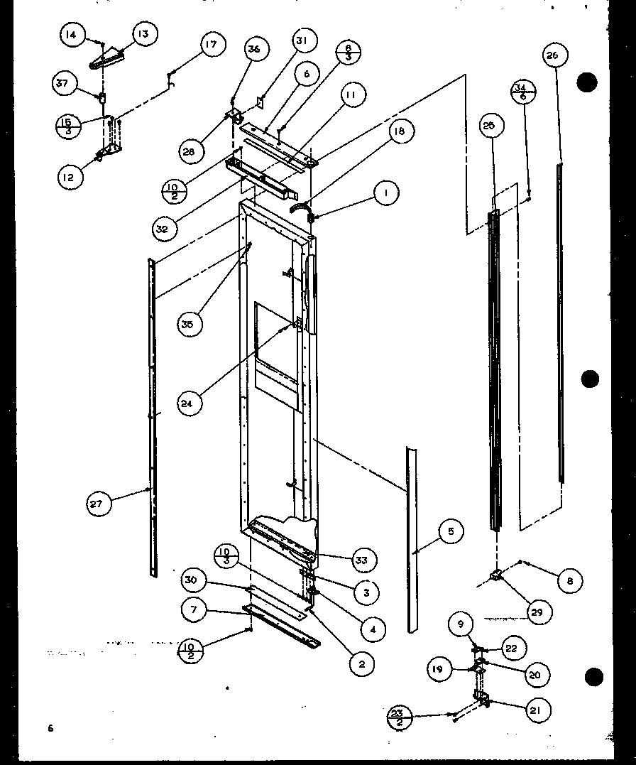 Amana SBD20K-P1117701W freezer door hinge and trim parts (sbd20k/p1117701w) diagram