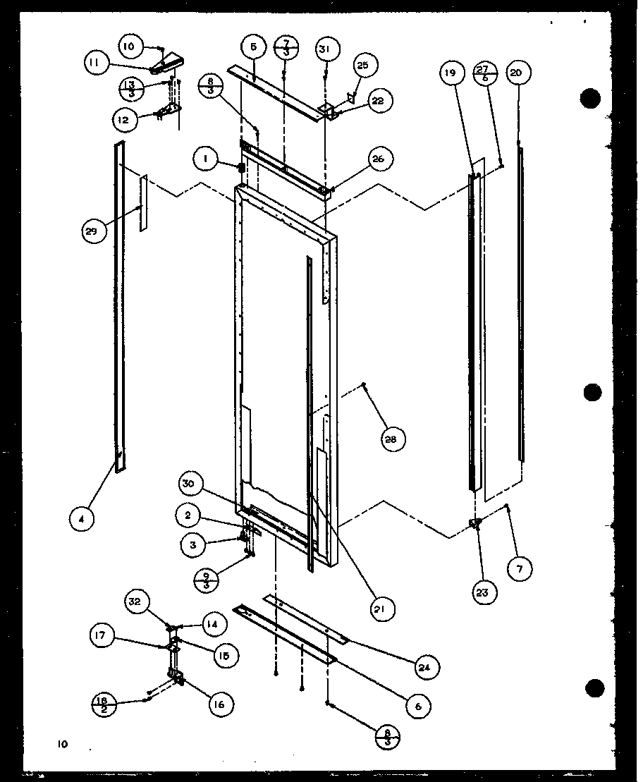 Amana SBD20K-P1117701W refrigerator door hinge and trim parts (sbd20k/p1117701w) diagram
